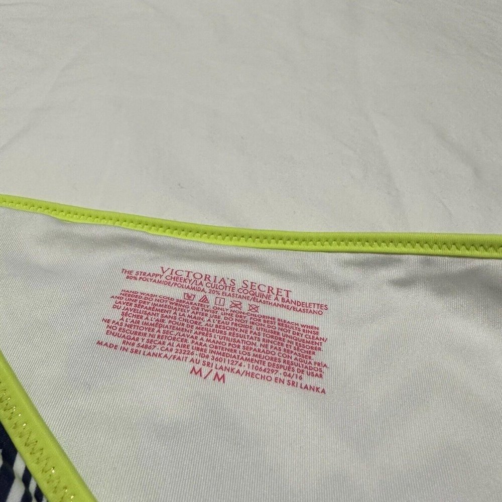Victoria’s Secret Strappy Cheeky Bikini Bottom Sz M Medium NWT Blue White Green - Picture 5 of 7